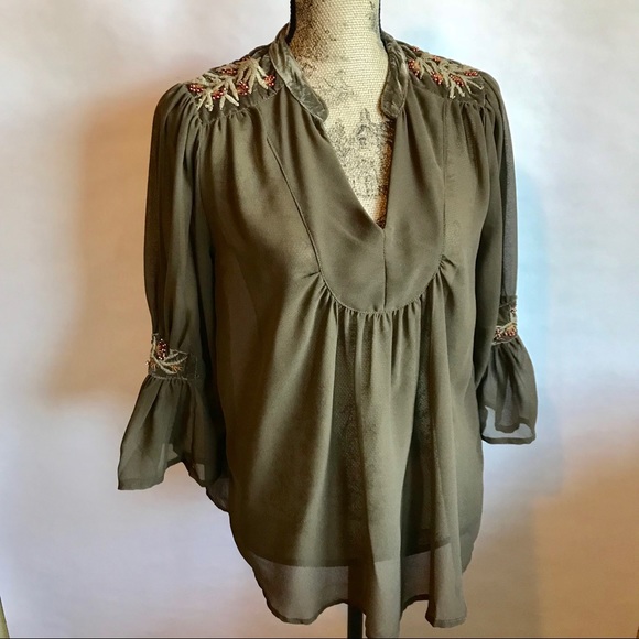 NWT CAROLINA BELLE Boho Embroidered Blouse - Picture 7 of 8